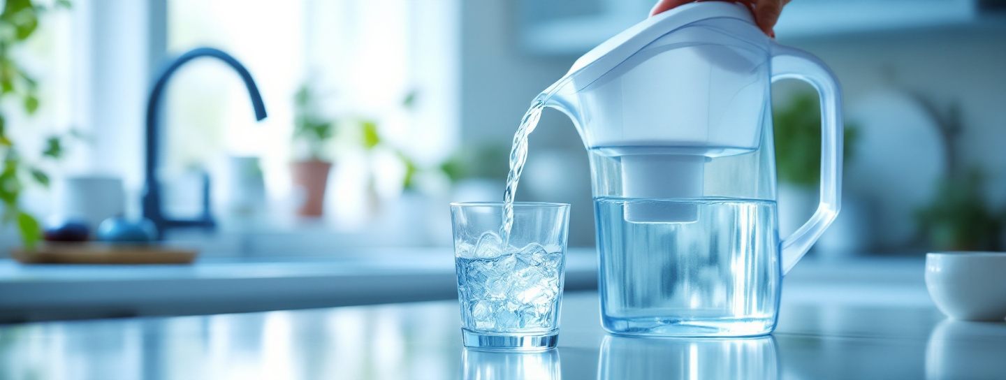 Wasserfilter-Kanne mit klarem Wasser