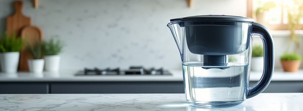 Vier verschiedene Wasserfilter-Kannen im Vergleich mit Filterkartuschen